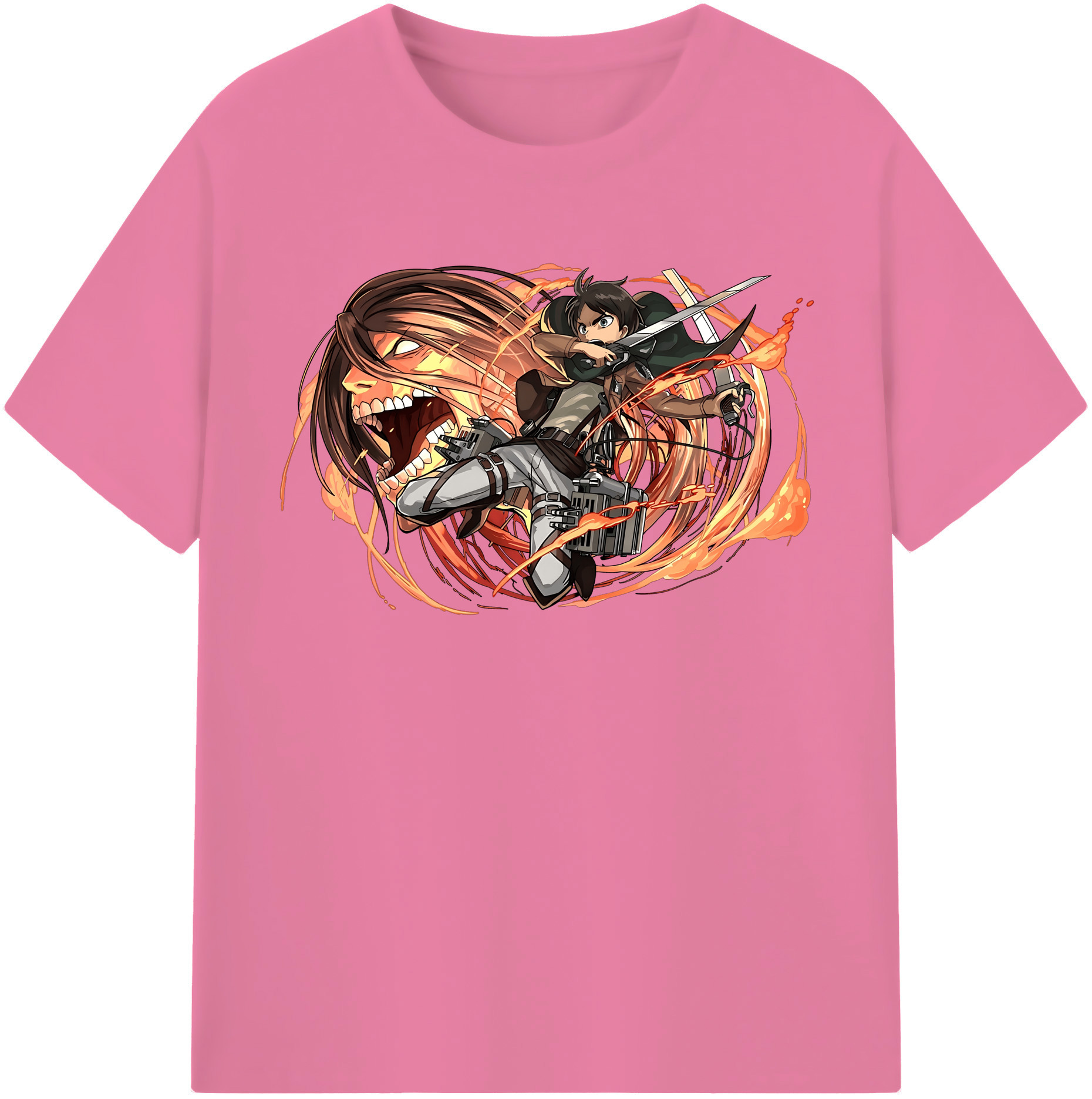 （画像用） 進撃の巨人 エレン･イェーガー Attack on Titan Eren Jäger 綿100％半袖Tシャツ（フロントプリント）